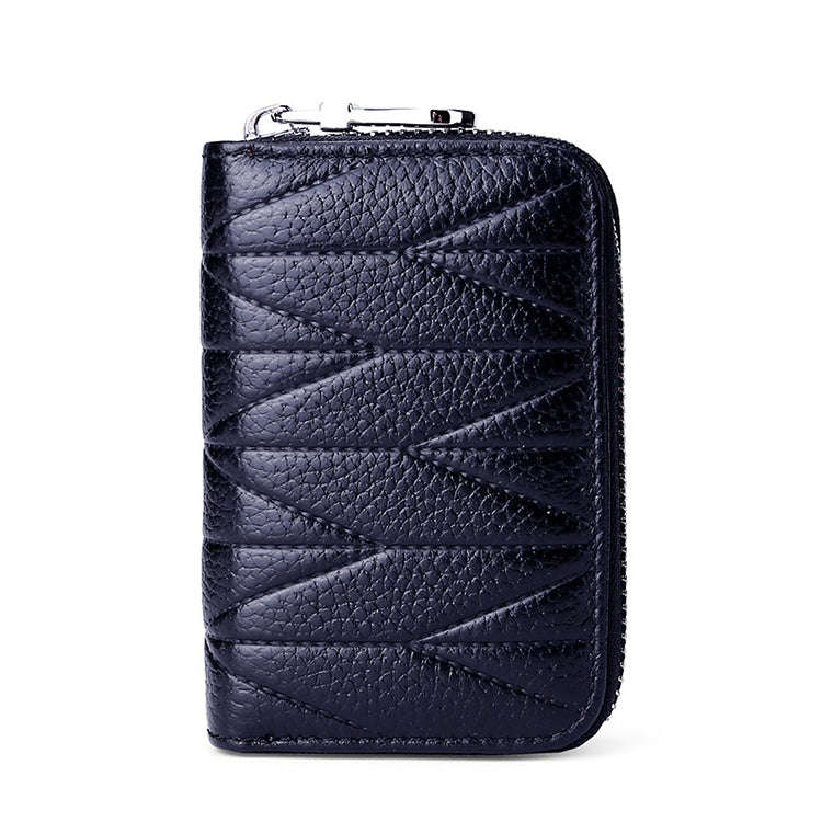 KB191 Zipper Cowhide Leather Organ Shape Multiple Card Slots Anti-magnetic RFID Wallet Clutch Bag...
