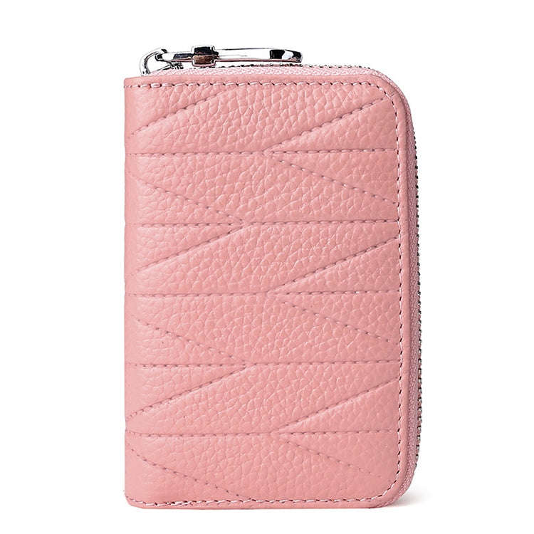 KB191 Zipper Cowhide Leather Organ Shape Multiple Card Slots Anti-magnetic RFID Wallet Clutch Bag...