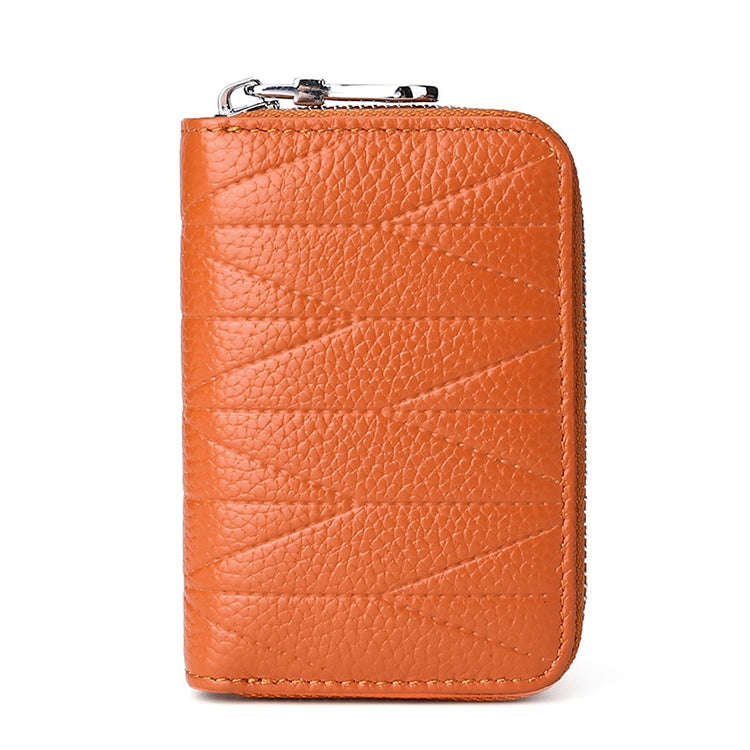 KB191 Zipper Cowhide Leather Organ Shape Multiple Card Slots Anti-magnetic RFID Wallet Clutch Bag...