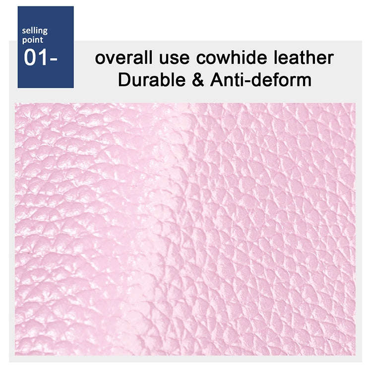 KB195 Zipper Cowhide Leather Double Row Organ Shape Multiple Card Slots Anti-magnetic RFID Wallet...
