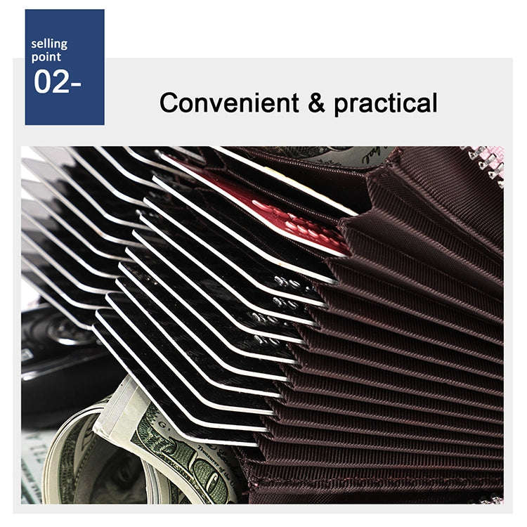 KB195 Zipper Cowhide Leather Double Row Organ Shape Multiple Card Slots Anti-magnetic RFID Wallet...