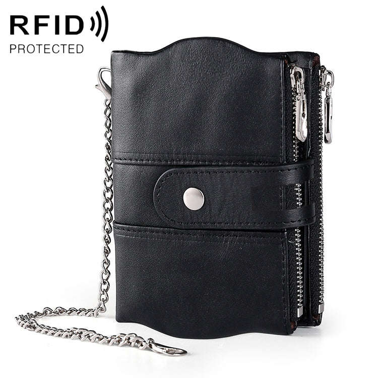 LT3539 Cowhide Leather Zipper Buckle Anti-magnetic RFID Wallet Clutch Bag for Men, with Card Slot...
