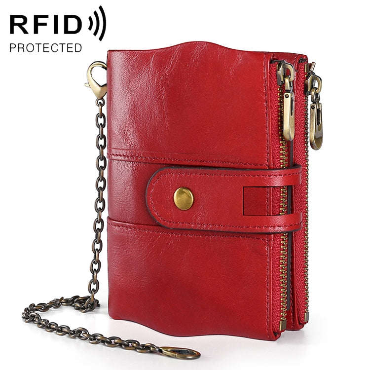 LT3539 Cowhide Leather Zipper Buckle Anti-magnetic RFID Wallet Clutch Bag for Men, with Card Slot...