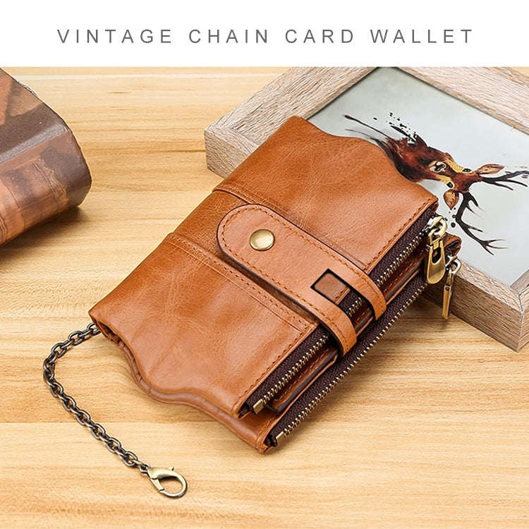 LT3539 Cowhide Leather Zipper Buckle Anti-magnetic RFID Wallet Clutch Bag for Men, with Card Slot...