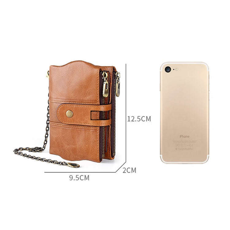 LT3539 Cowhide Leather Zipper Buckle Anti-magnetic RFID Wallet Clutch Bag for Men, with Card Slot...
