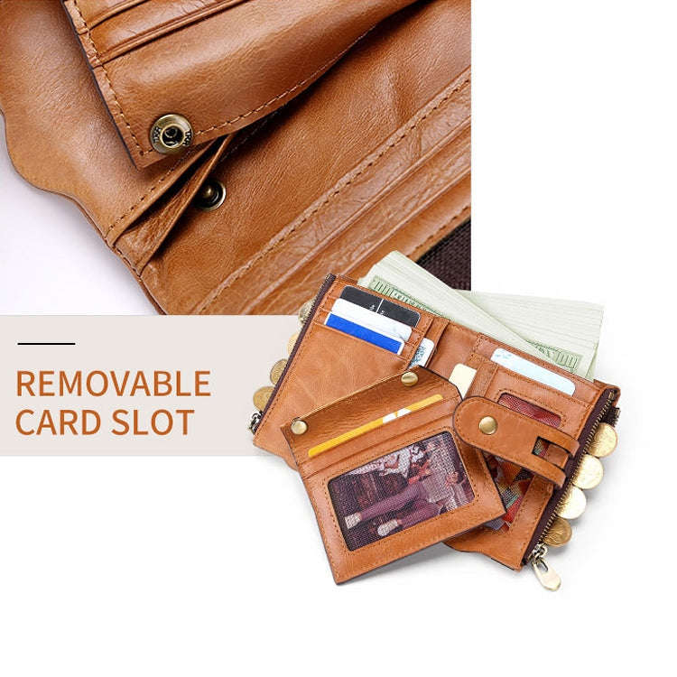 LT3539 Cowhide Leather Zipper Buckle Anti-magnetic RFID Wallet Clutch Bag for Men, with Card Slot...