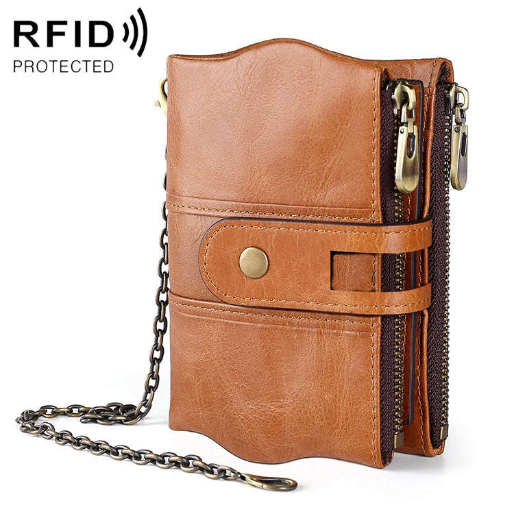 LT3539 Cowhide Leather Zipper Buckle Anti-magnetic RFID Wallet Clutch Bag for Men, with Card Slot...