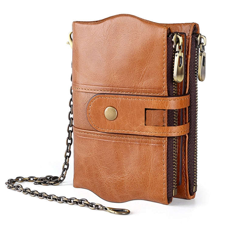 LT3539 Cowhide Leather Zipper Buckle Anti-magnetic RFID Wallet Clutch Bag for Men, with Card Slot...