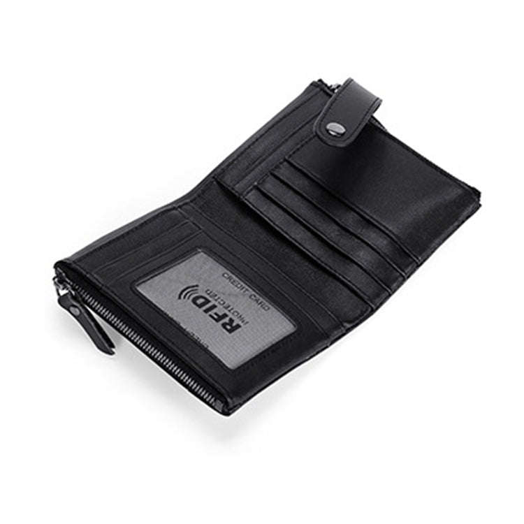 TP-196 Multi-functional Retro Cowhide Leather Multiple Card Slots Dual zipper RFID Wallet(Black)