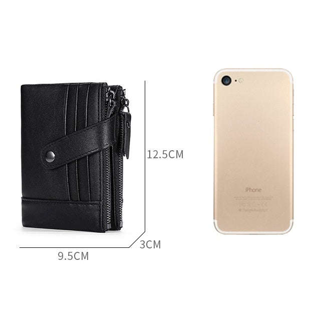TP-196 Multi-functional Retro Cowhide Leather Multiple Card Slots Dual zipper RFID Wallet(Coffee)