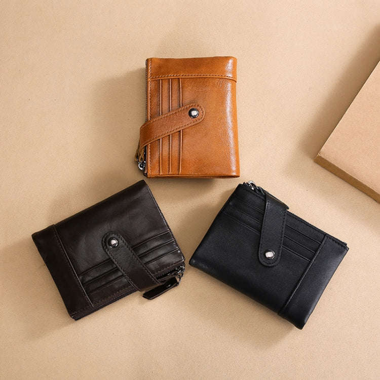 TP-196 Multi-functional Retro Cowhide Leather Multiple Card Slots Dual zipper RFID Wallet(Coffee)