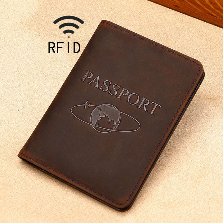 TP-8296 Multi-functional RFID Leather Travel Passport Holder(Coffee)