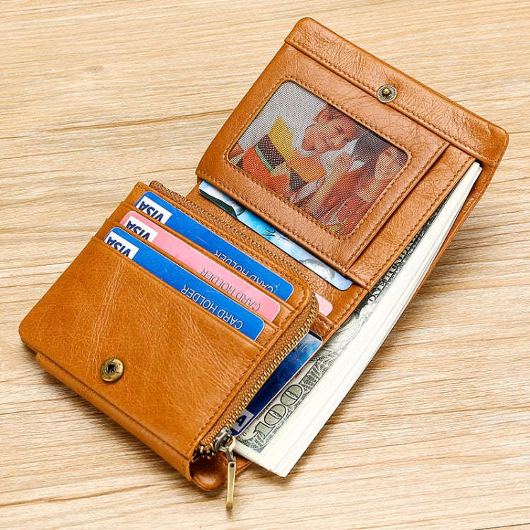 TP-191 Oil Wax Leather Multi-functional RFID Three-fold Wallet(Black)