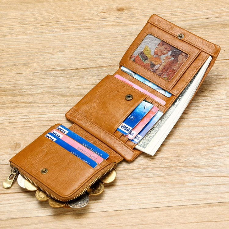 TP-191 Oil Wax Leather Multi-functional RFID Three-fold Wallet(Black)