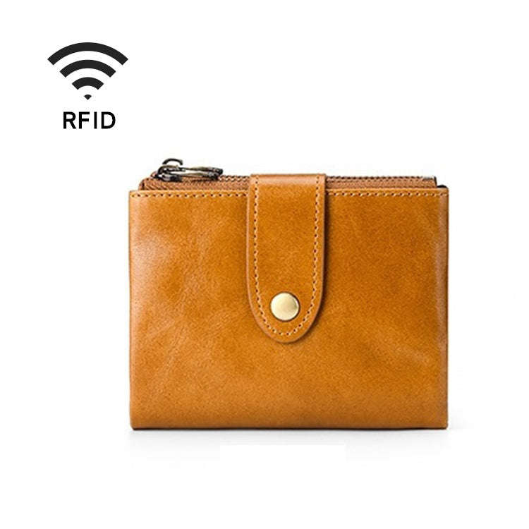TP-185 Oil Wax Leather Multi-functional RFID Dual Zippers Wallet(Brown)