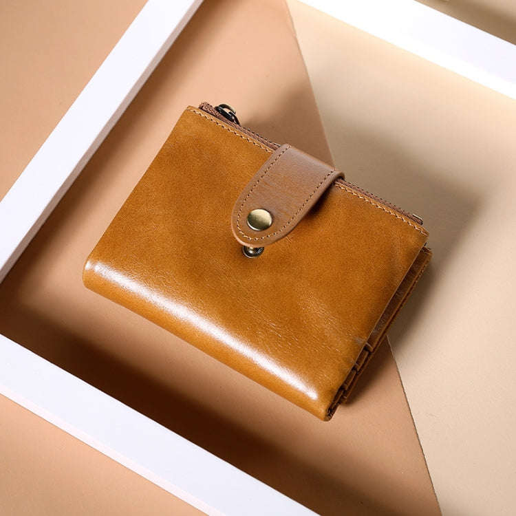 TP-185 Oil Wax Leather Multi-functional RFID Dual Zippers Wallet(Brown)