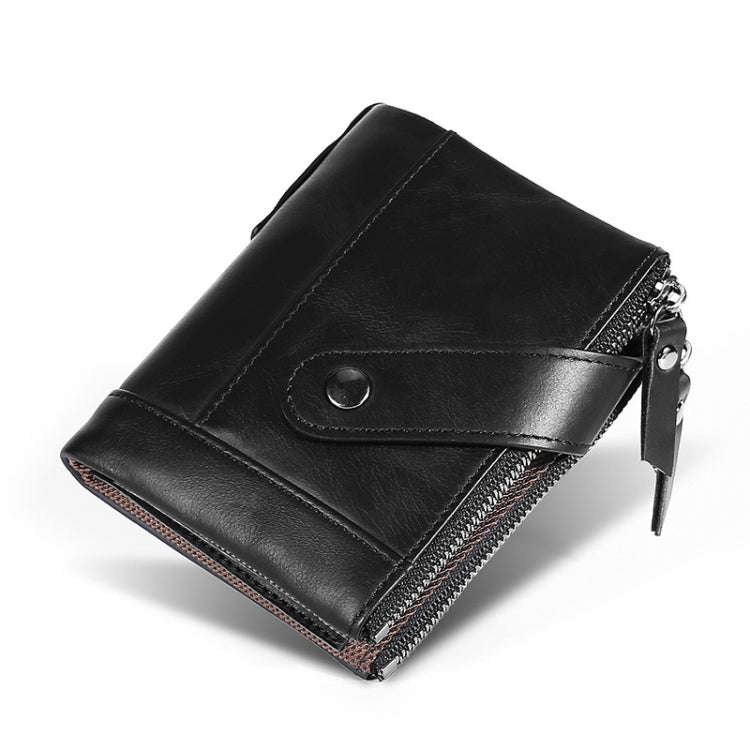 TP-197 Oil Wax Leather Multi-functional Double Zipper Clasp Antimagnetic Change RFID Leather Wall...
