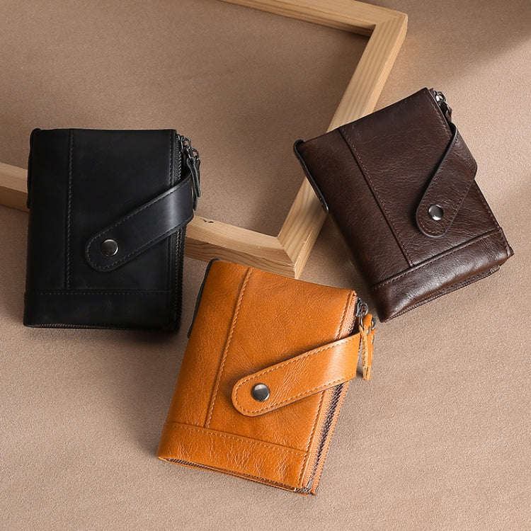 TP-197 Oil Wax Leather Multi-functional Double Zipper Clasp Antimagnetic Change RFID Leather Wall...