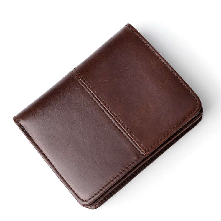 TP-195 Oilskin Leather Multi-functional Change Purse RFID Leather Wallet(Coffee)