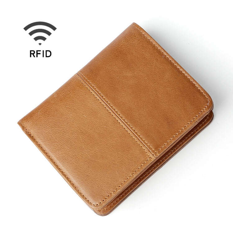 TP-195 Oilskin Leather Multi-functional Change Purse RFID Leather Wallet(Brown)