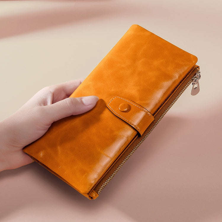 TP-189 Oilskin Leather Multi-functional Zipper RFID Leather Wallet(Red)