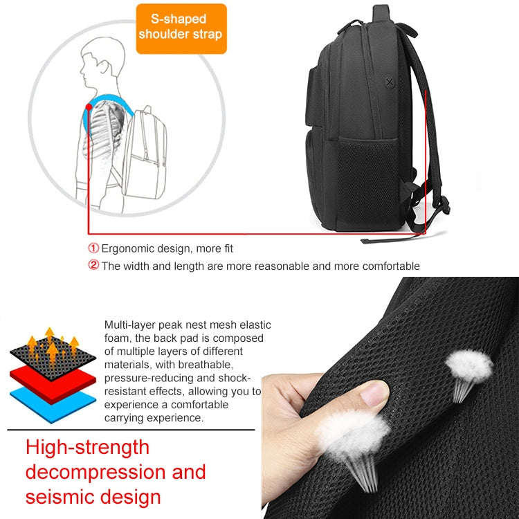 cxs-615 Multifunctional Oxford Laptop Bag Backpack (Light Grey)