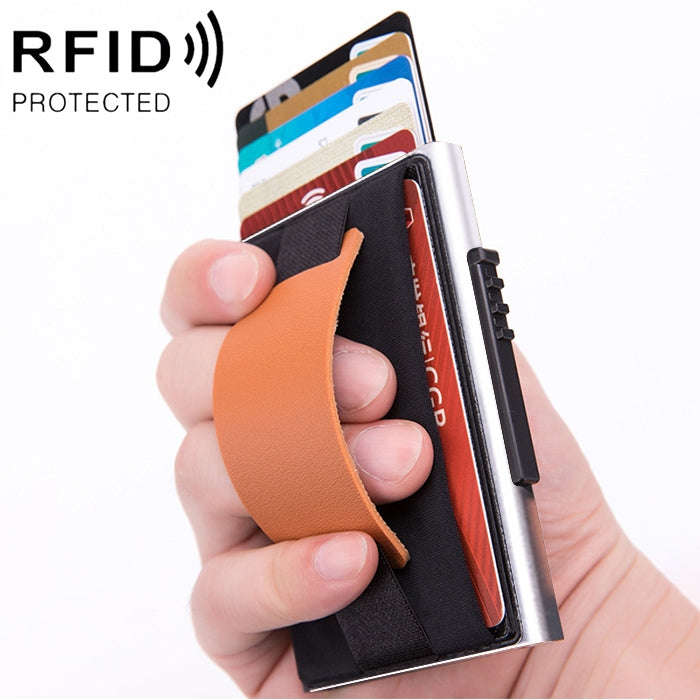 X-32C Automatically Pop-up Card Type Anti-magnetic RFID Anti-theft Men Aluminum Alloy A Dial Butt...