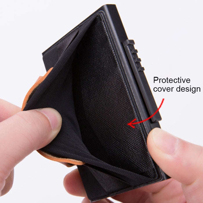 X-32C Automatically Pop-up Card Type Anti-magnetic RFID Anti-theft Men Aluminum Alloy A Dial Butt...