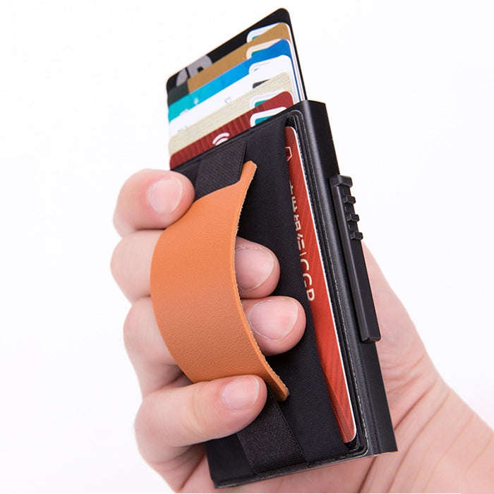 X-32C Automatically Pop-up Card Type Anti-magnetic RFID Anti-theft Men Aluminum Alloy A Dial Butt...