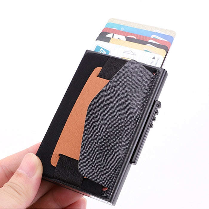 X-32C Automatically Pop-up Card Type Anti-magnetic RFID Anti-theft Men Aluminum Alloy A Dial Butt...