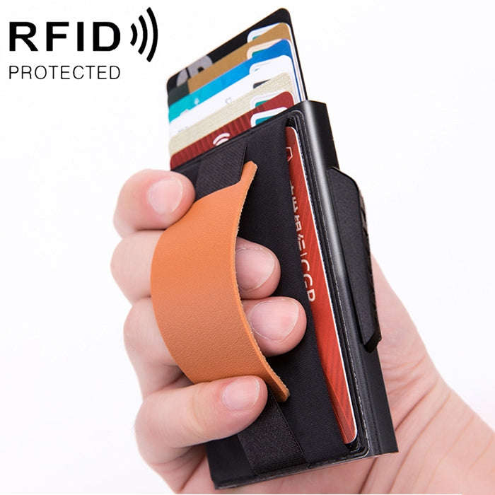 X-32C Automatically Pop-up Card Type Anti-magnetic RFID Anti-theft Men Aluminum Alloy B Dial Butt...