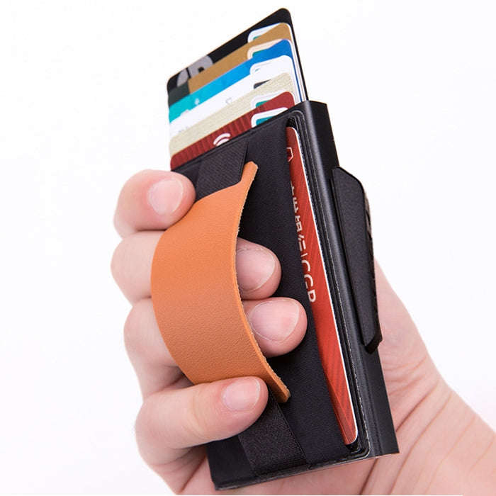 X-32C Automatically Pop-up Card Type Anti-magnetic RFID Anti-theft Men Aluminum Alloy B Dial Butt...