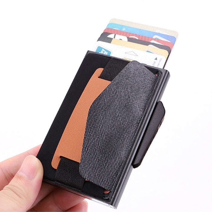 X-32C Automatically Pop-up Card Type Anti-magnetic RFID Anti-theft Men Aluminum Alloy B Dial Butt...