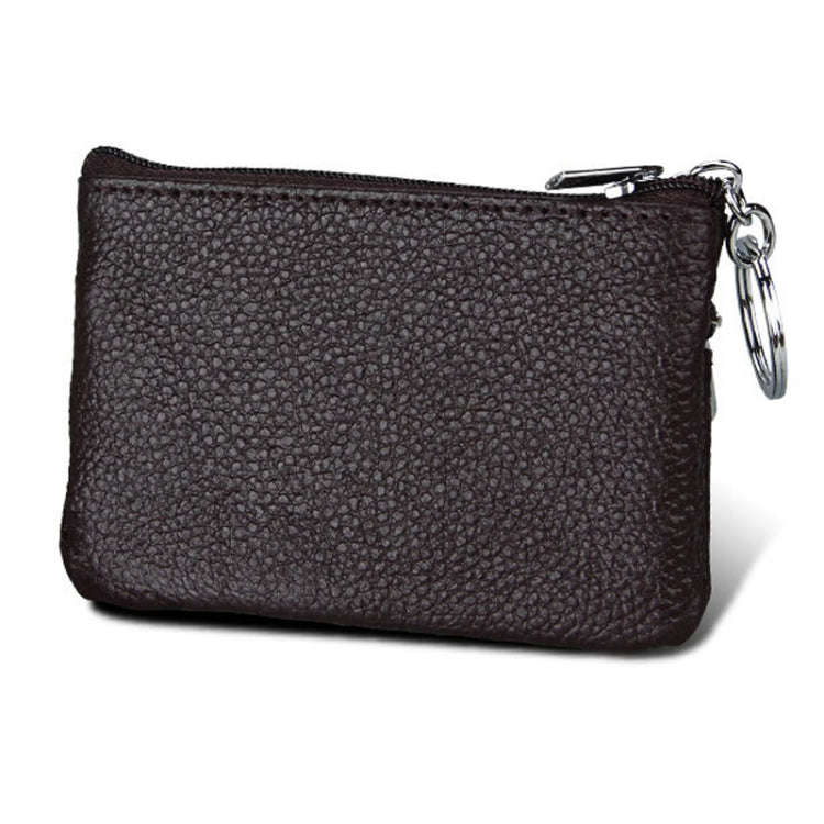 Cowhide Leather Zipper Solid Color Horizontal Card Holder Wallet RFID Blocking Coin Purse Card Ba...