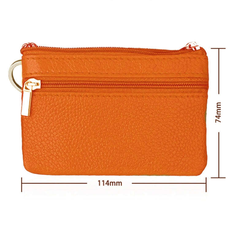 Cowhide Leather Zipper Solid Color Horizontal Card Holder Wallet RFID Blocking Coin Purse Card Ba...