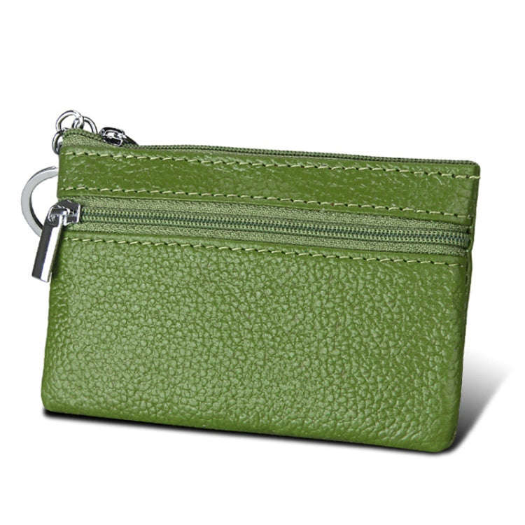 Cowhide Leather Zipper Solid Color Horizontal Card Holder Wallet RFID Blocking Coin Purse Card Ba...