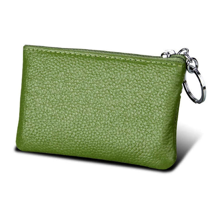 Cowhide Leather Zipper Solid Color Horizontal Card Holder Wallet RFID Blocking Coin Purse Card Ba...