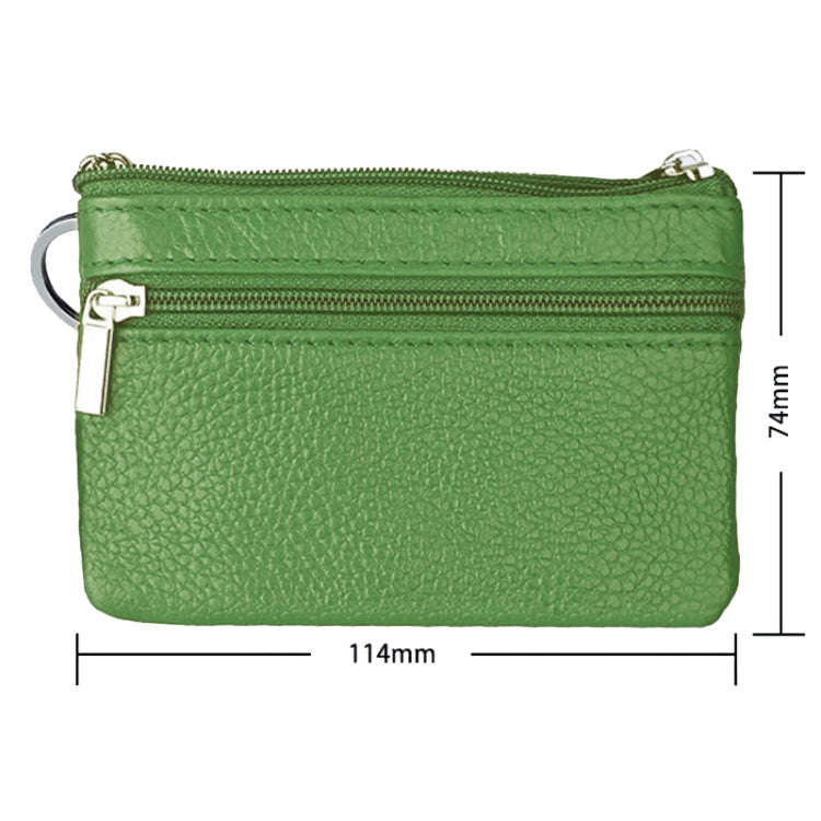 Cowhide Leather Zipper Solid Color Horizontal Card Holder Wallet RFID Blocking Coin Purse Card Ba...