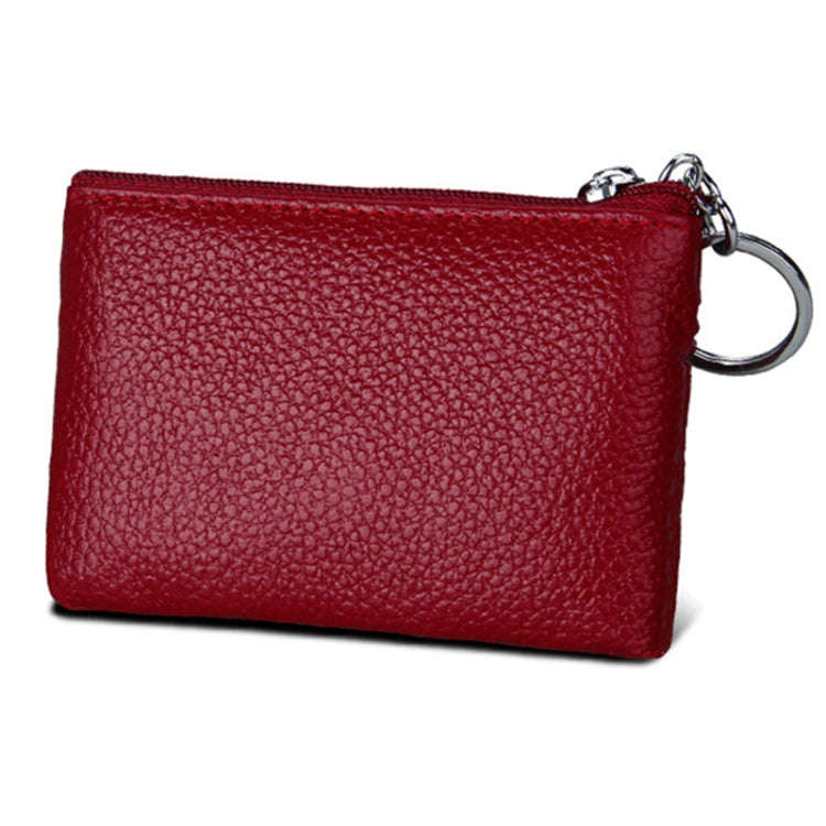 Cowhide Leather Zipper Solid Color Horizontal Card Holder Wallet RFID Blocking Coin Purse Card Ba...