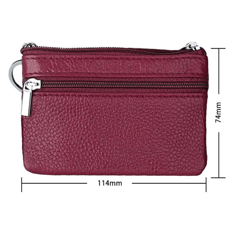 Cowhide Leather Zipper Solid Color Horizontal Card Holder Wallet RFID Blocking Coin Purse Card Ba...