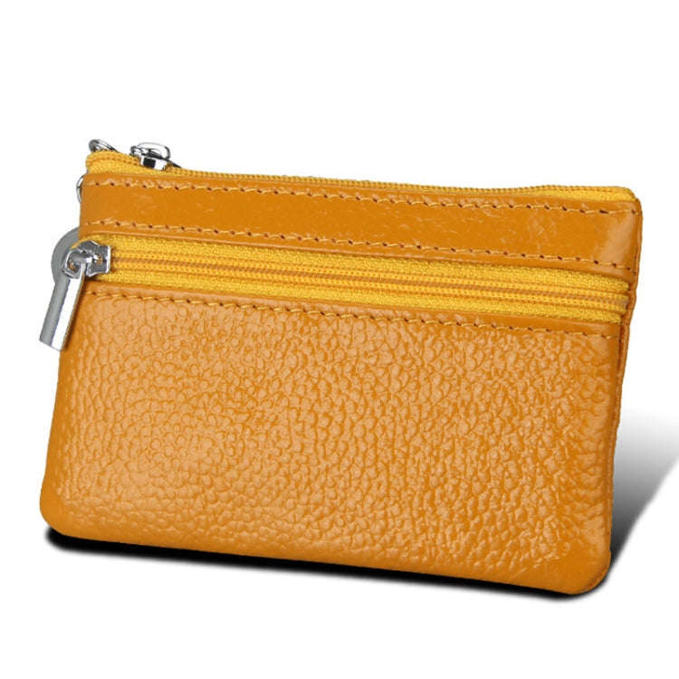 Cowhide Leather Zipper Solid Color Horizontal Card Holder Wallet RFID Blocking Coin Purse Card Ba...