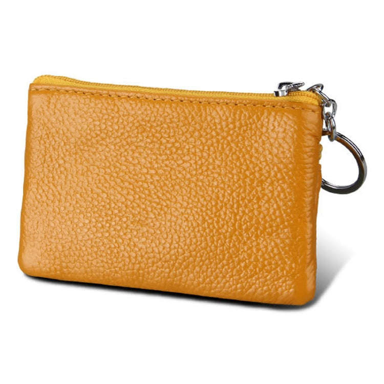 Cowhide Leather Zipper Solid Color Horizontal Card Holder Wallet RFID Blocking Coin Purse Card Ba...