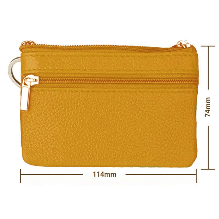 Cowhide Leather Zipper Solid Color Horizontal Card Holder Wallet RFID Blocking Coin Purse Card Ba...