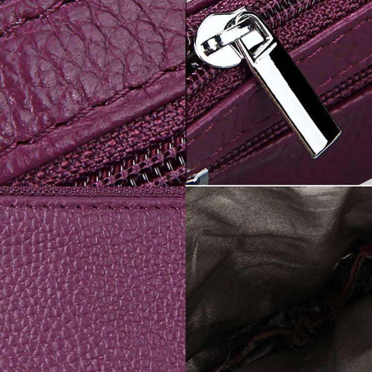 Cowhide Leather Zipper Solid Color Horizontal Card Holder Wallet RFID Blocking Coin Purse Card Ba...