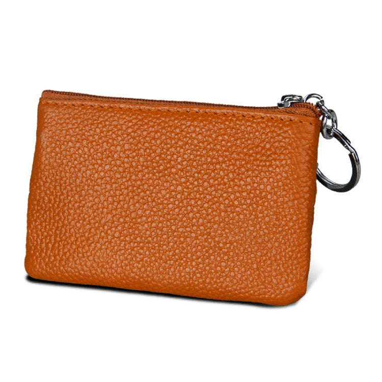 Cowhide Leather Zipper Solid Color Horizontal Card Holder Wallet RFID Blocking Coin Purse Card Ba...