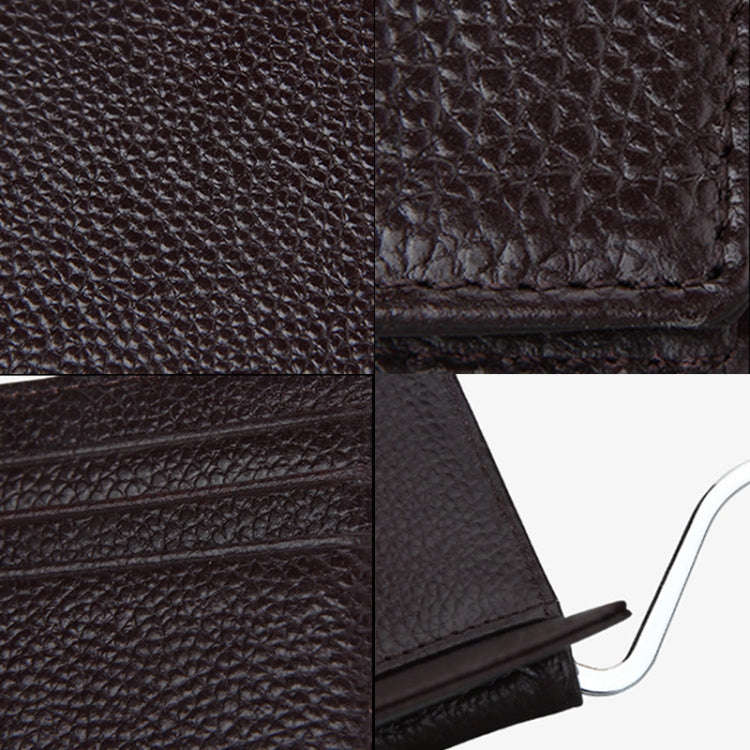 Cowhide Leather Litchi Texture Card Holder Wallet RFID Blocking Coin Purse Card Bag Protect Case ...