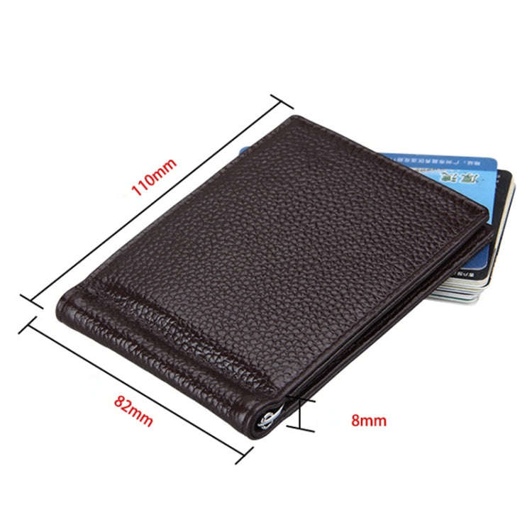 Cowhide Leather Litchi Texture Card Holder Wallet RFID Blocking Coin Purse Card Bag Protect Case ...