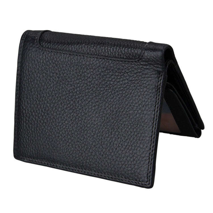 Genuine Cowhide Leather 3-folding Card Holder Wallet RFID Blocking Card Bag Protect Case for Men,...