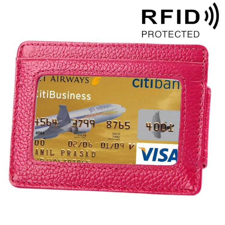 Cowhide Leather Solid Color Card Holder Wallet RFID Blocking Card Bag Protect Case with 3 Card Sl...