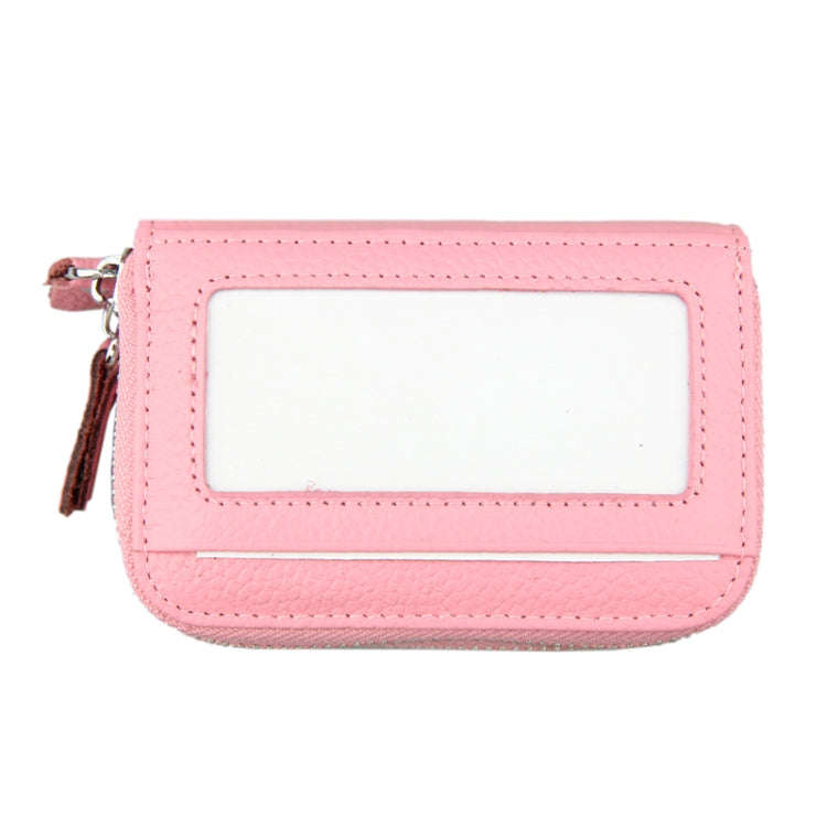 Genuine Cowhide Leather Dual Layer Solid Color Zipper Card Holder Wallet RFID Blocking Coin Purse...